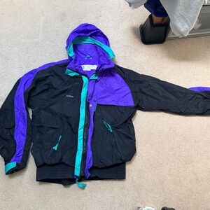 Columbia Black and Purple Raincoat
